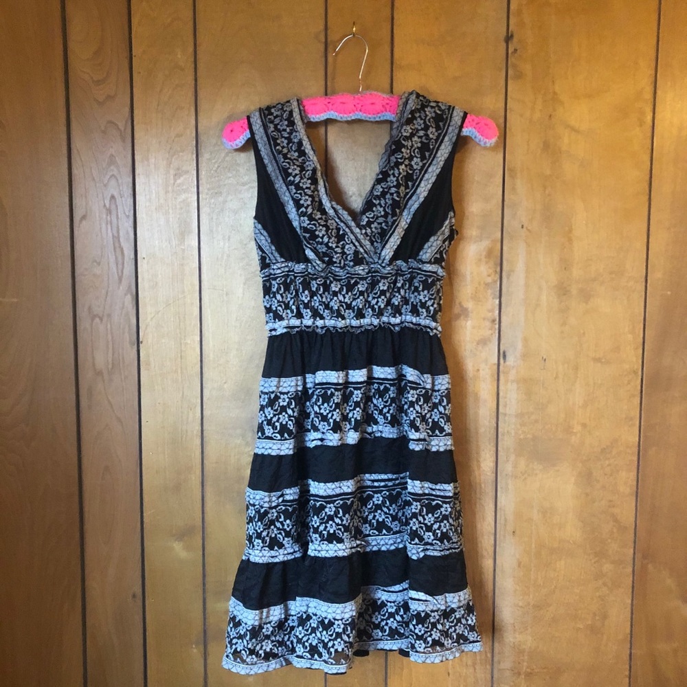 KENZO Black and Gray Stretch Lace Dress